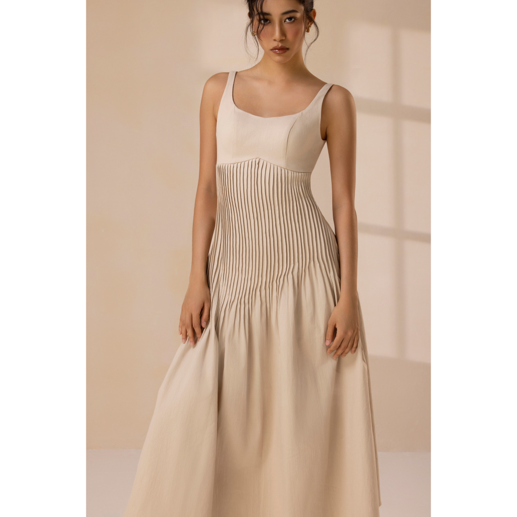 Đầm midi xếp nếp ly La Lune - La Lune Pleated Midi Dress