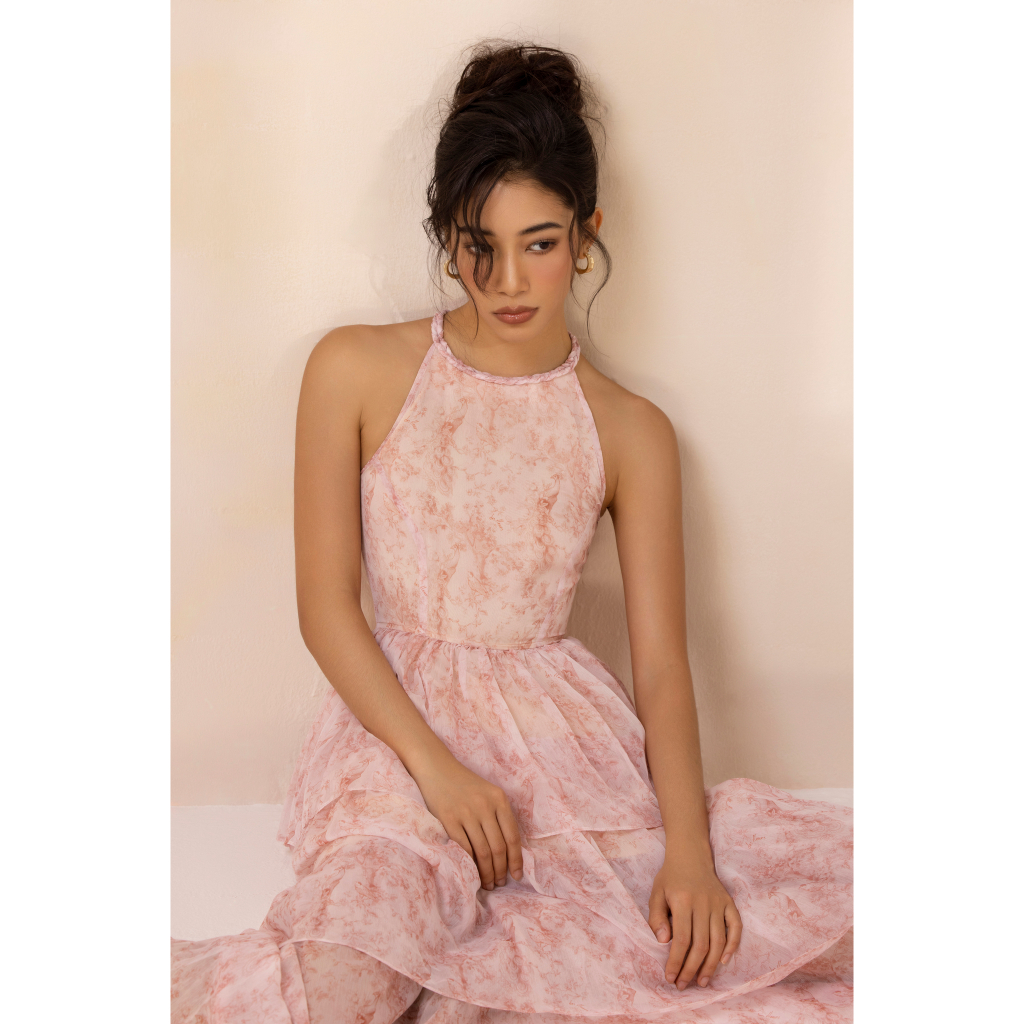 Des Fleurs - Váy dài 3 tầng tơ hoa La vie en Rose