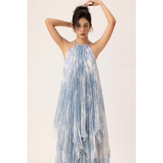 Des Fleurs - Đầm thiết kế maxi dập ly dài xoè đi biển Ciel Pleated