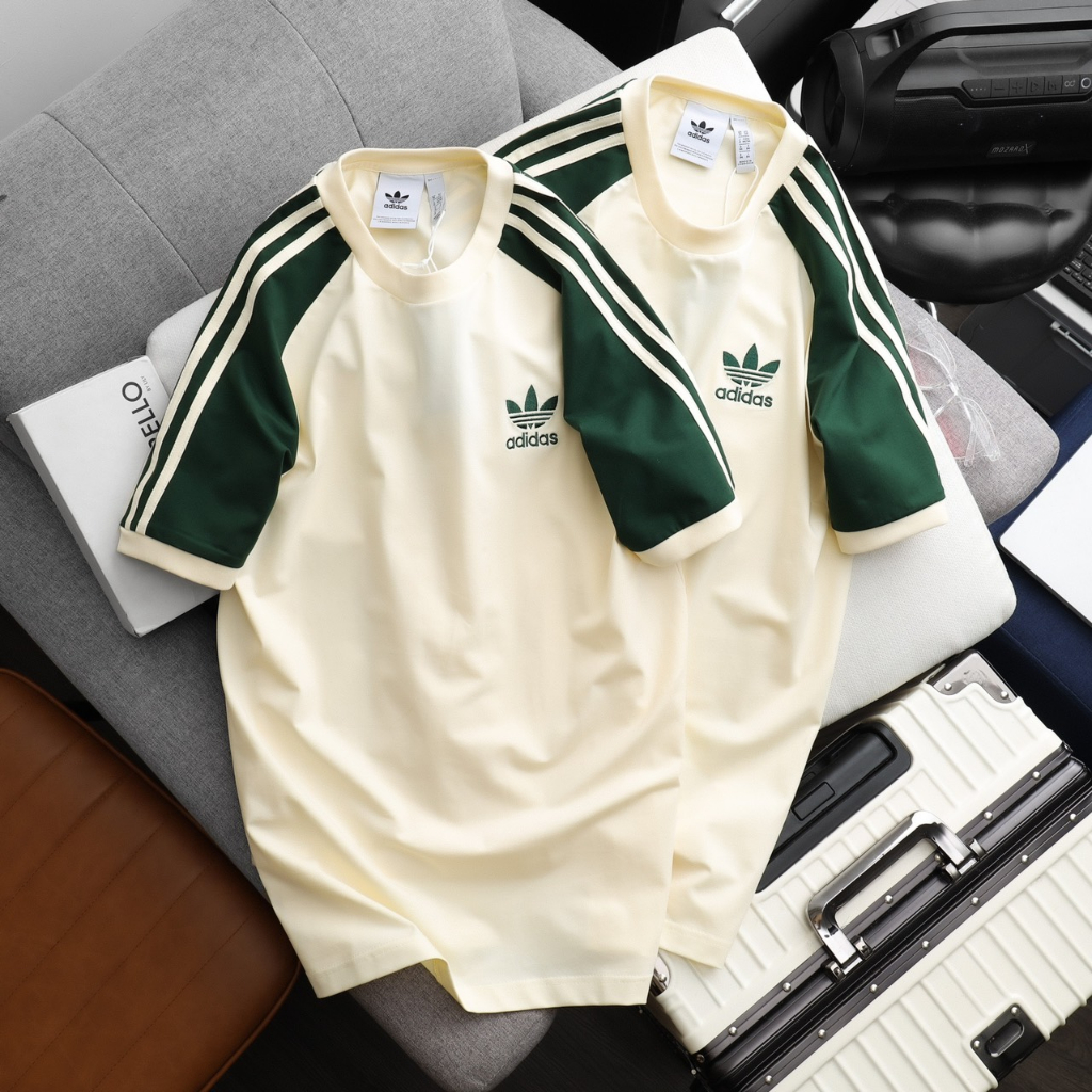 Áo thun Adidas Raglan 3 sọc unisex logo thêu cao cấp