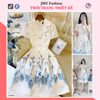 V3945, V3323 Váy trắng dự tiệc tay ngắn [Dolce Viva Colection-DVC] váy đầm công sở họa tiết con cò