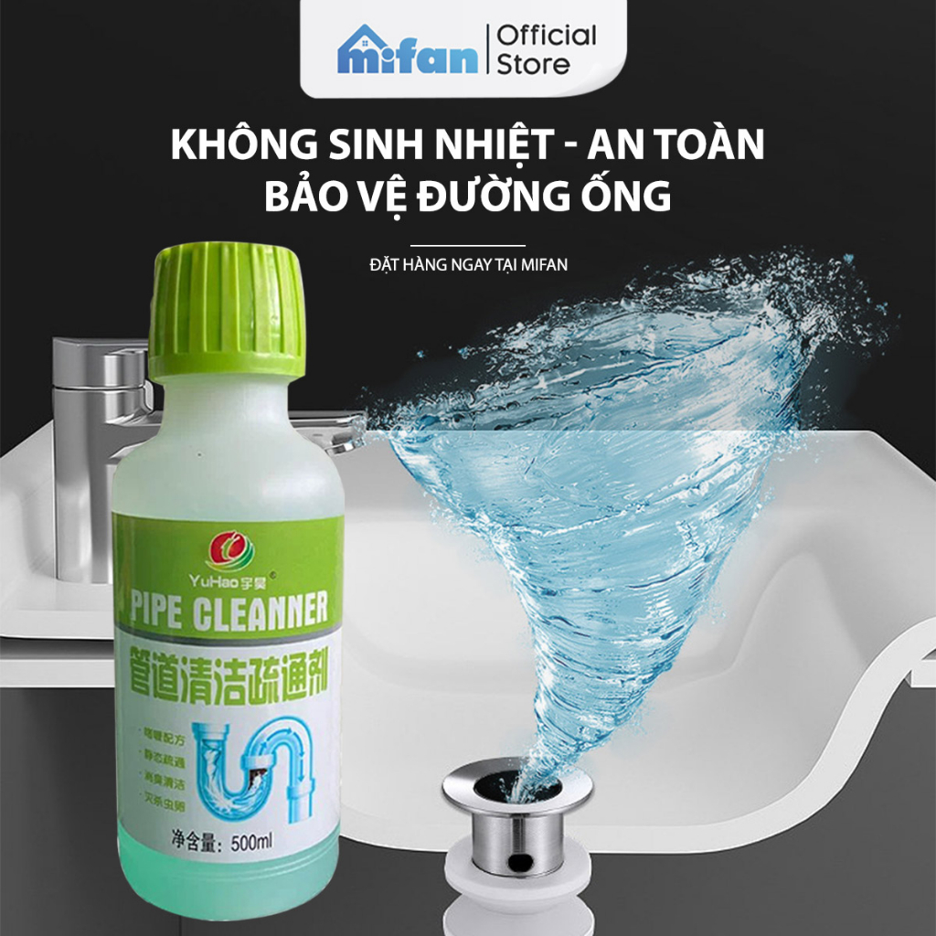 Nước thông tắc cống không sinh nhiệt YUHAO cực mạnh 500ml - Vệ sinh đường ống, bồn cầu, chậu rửa mặt, bồn rửa bát