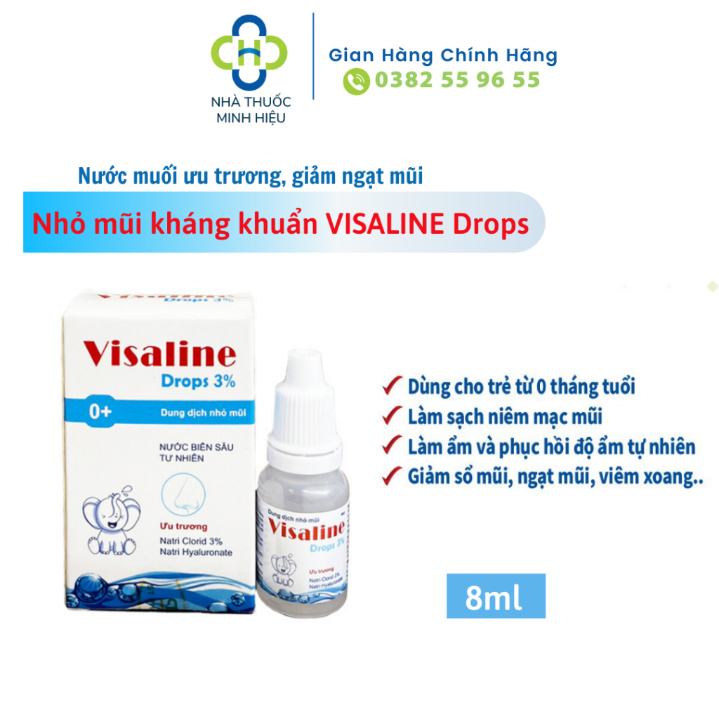 Nước muối ưu trương VISALINE DROPS 3% - giảm ngạt mũi (Dùng được cho trẻ từ 0 tháng tuổi)