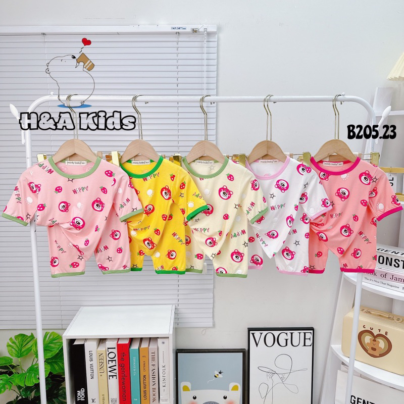 Bộ lửng gấu dâu cho bé gái siêu cưng thun lạnh size 80-170