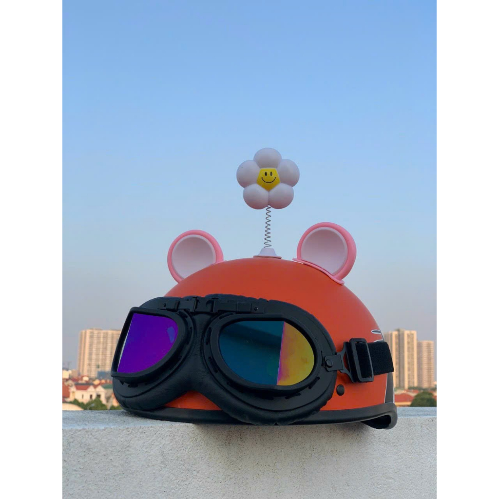 Phụ kiện gắn mũ bảo hiểm: Tai mèo,Tai gấu vào hoa