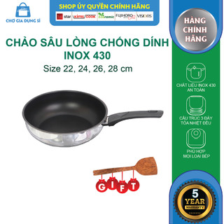 Chảo chống dính bếp từ sâu lòng cao cấp Fivestar 22cm - 24cm - 26cm - 28cm  , tặng 1 sạn dừa