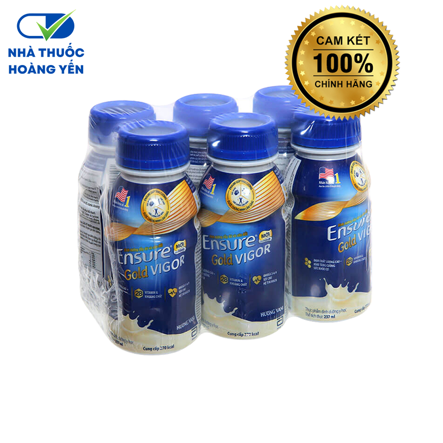 Lốc 6 chai Sữa Ensure Gold Vigor Abbott hương vani bổ sung dinh dưỡng, khoáng chất (237ml)