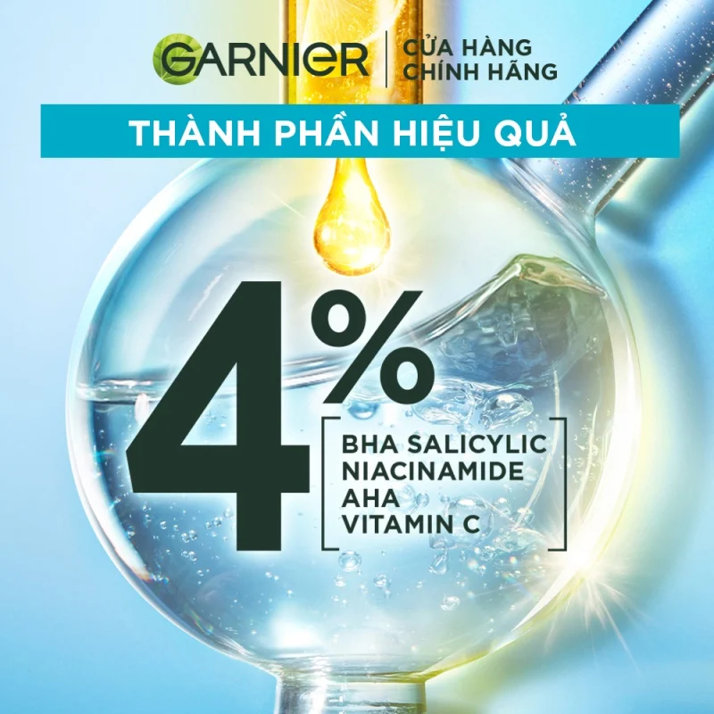 Sample Garnier Bright Complete Anti-Acnes Booster Serum 4% [Niacinamide, BHA, AHA, Vitamin C] 7.5ml