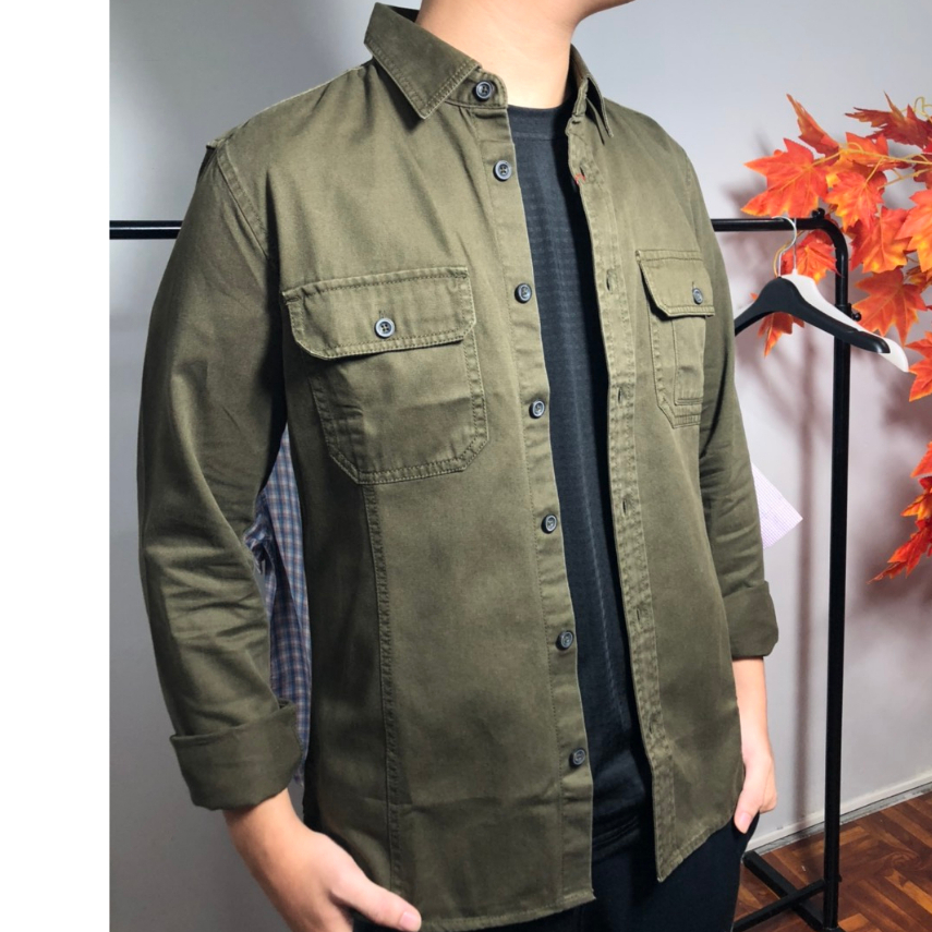 Áo Khoác Kaki Nam Màu Trơn Dáng Basic Nam Tính