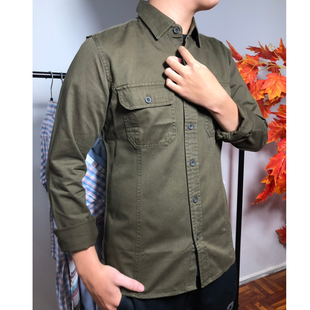 Áo Khoác Kaki Nam Màu Trơn Dáng Basic Nam Tính