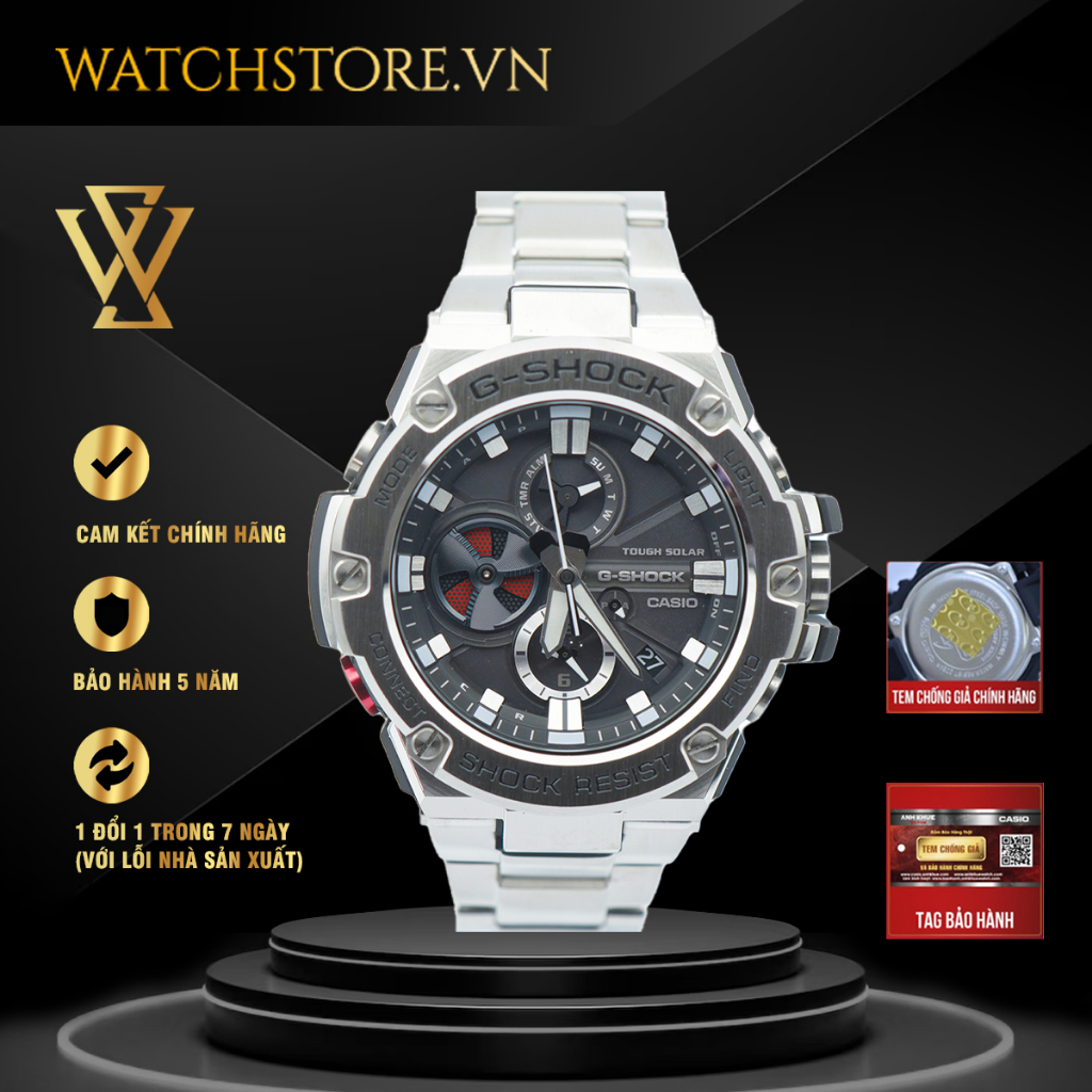 Đồng Hồ Điện tử Nam Casio G-Shock WATCHSTORE GST-B100D-1ADR Thiết Kế Mặt Kính Khoáng Tròn 53.8mm Phong Cách Lịch Lãm