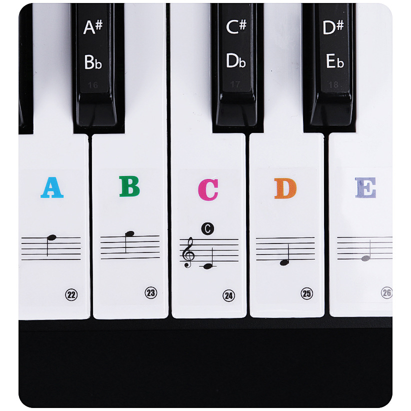 Stickers nốt nhạc - Sounddi SSD1 - Dán và đánh dấu vị trí nốt trên phím đàn Piano, Organ (37, 49, 54, 61, 88 phím)