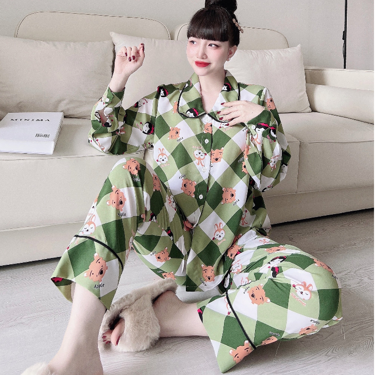 Đồ bộ nữ pijama SOJUN Quần Dài Tay dài Lụa Mango Cao Cấp 40-60kg