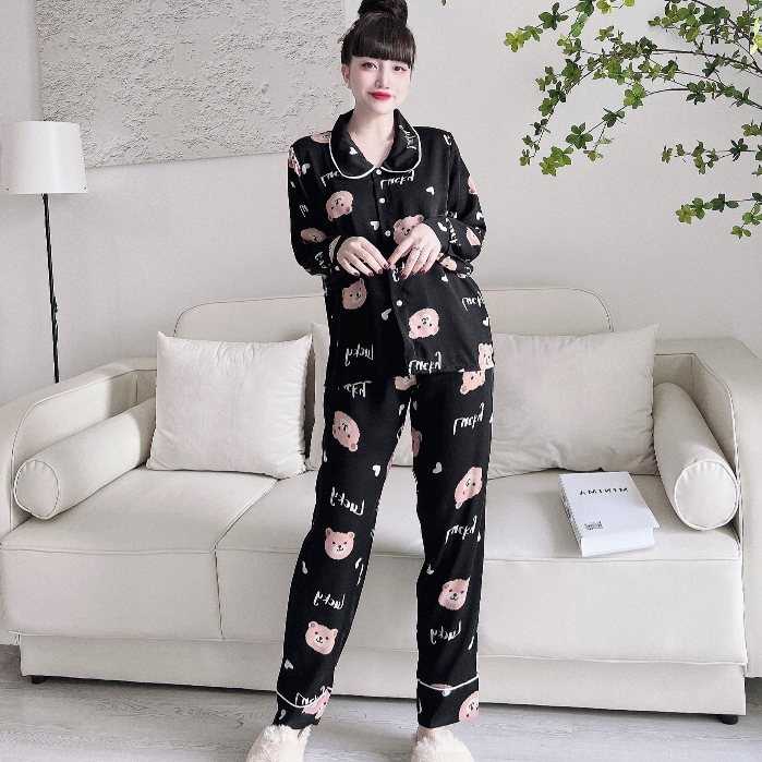 Đồ bộ nữ pijama SOJUN Quần Dài Tay dài Lụa Mango Cao Cấp 40-60kg