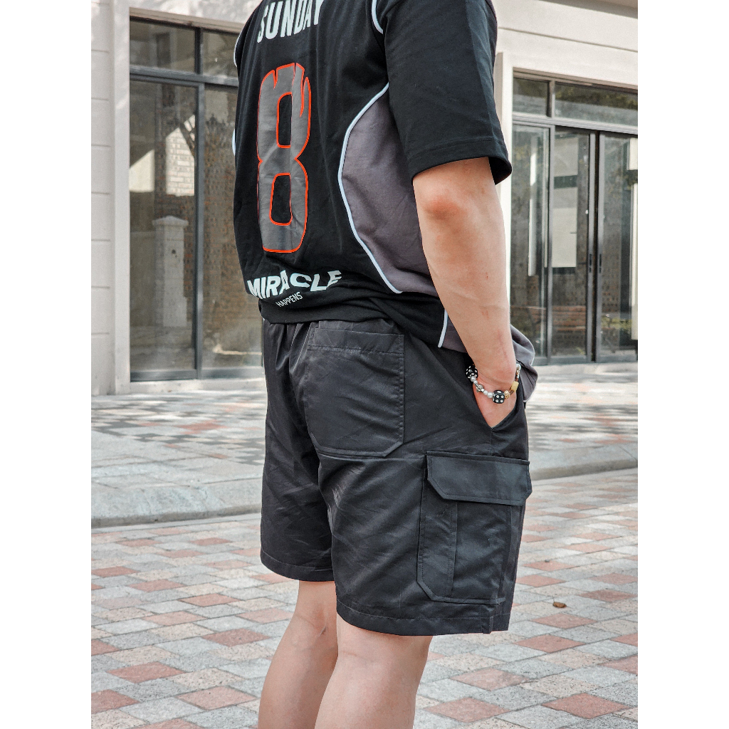 Quần Short GIÓ DÙ THÊU HOGOTO CLUB. Quần Short unisex nam nữ form rộng oversize