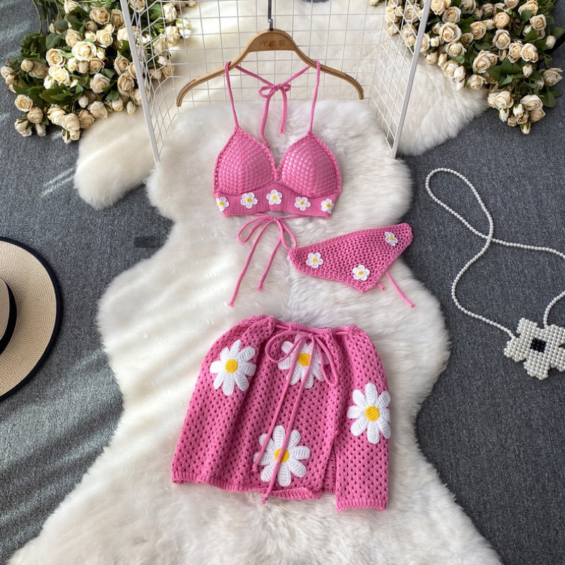 Set Len Móc Bikini Đi Biển có 3 màu