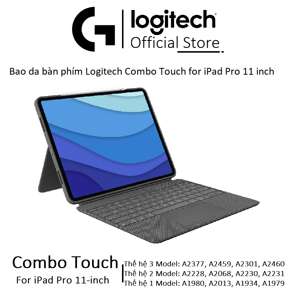 Bao da bàn phím Logitech Combo Touch iPad Pro 11 inch thế hệ thứ 1, 2, 3, 4