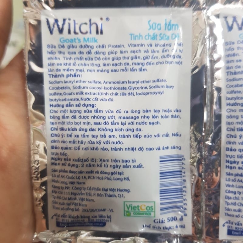 Combo 5 dây sữa tắm Witchi tinh chất sữa dê 12 gói/ dây