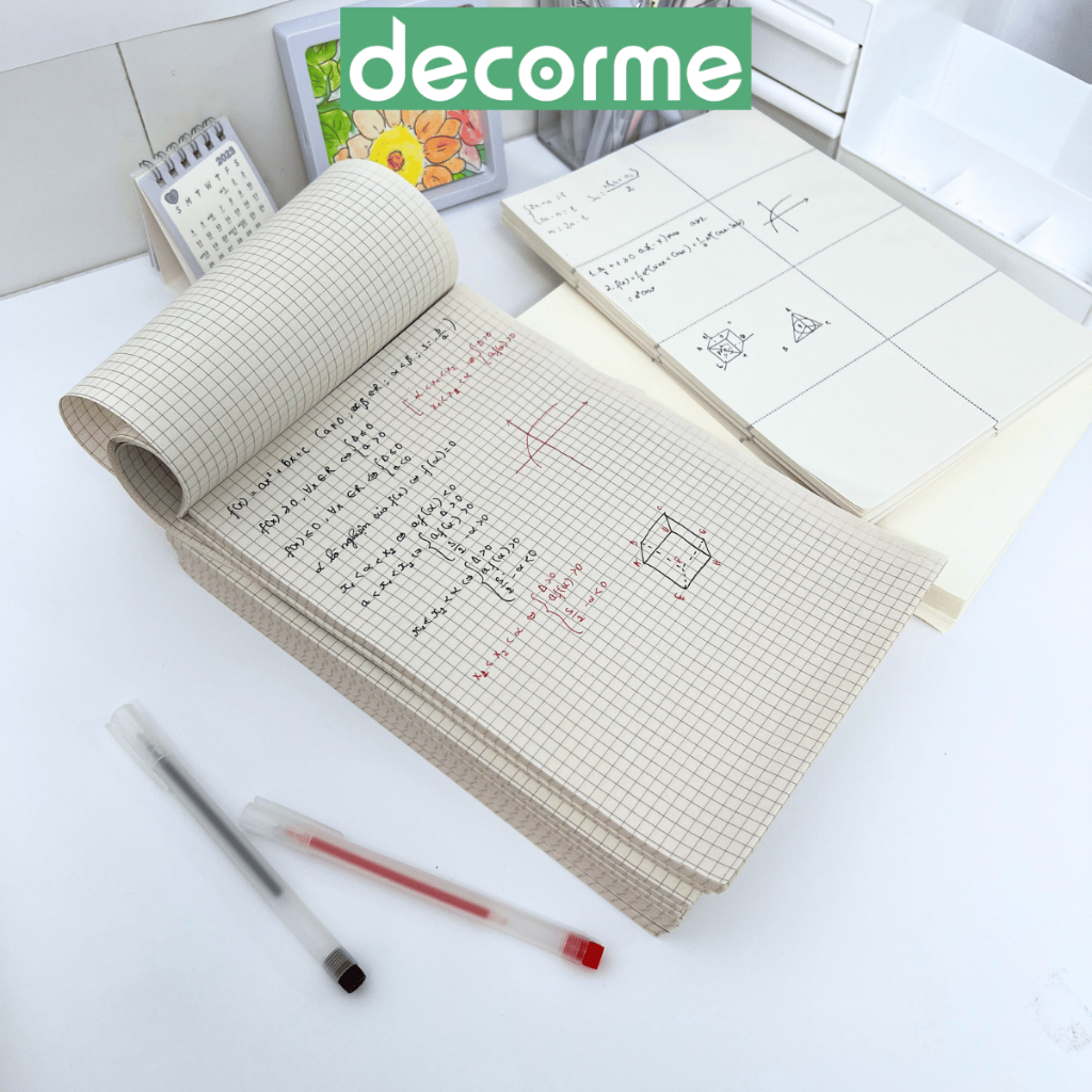Giấy Nháp, Bản Thảo Phân Vùng Decorme Size B5 80 trang Dành Cho Học Sinh Chuyên Dùng Thi, Giấy Tính Toán Sinh Viên