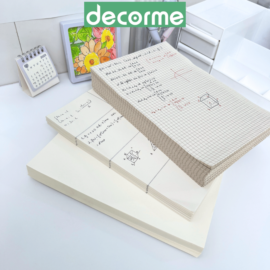 Giấy Nháp, Bản Thảo Phân Vùng Decorme Size B5 80 trang Dành Cho Học Sinh Chuyên Dùng Thi, Giấy Tính Toán Sinh Viên