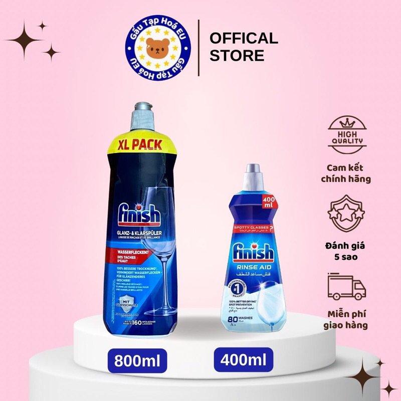 Nước Làm Bóng Bát Finish Ngăn Đốm Nước Và Tạo Độ Sáng Bóng Cho Bát Đĩa Nhập Khẩu Châu Âu Chính Hãng