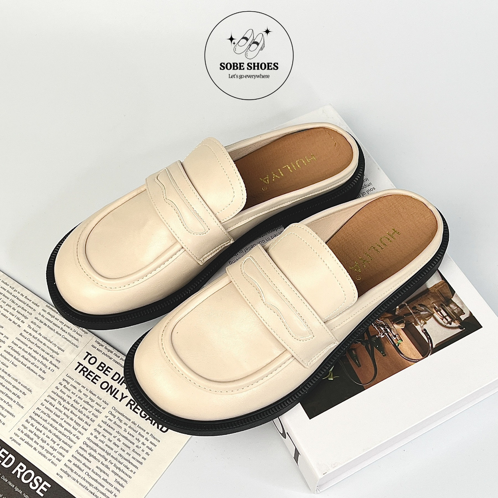 Sục Nữ Moca Mũi Tròn Da Mềm Hở Gót Đế 2 Cm