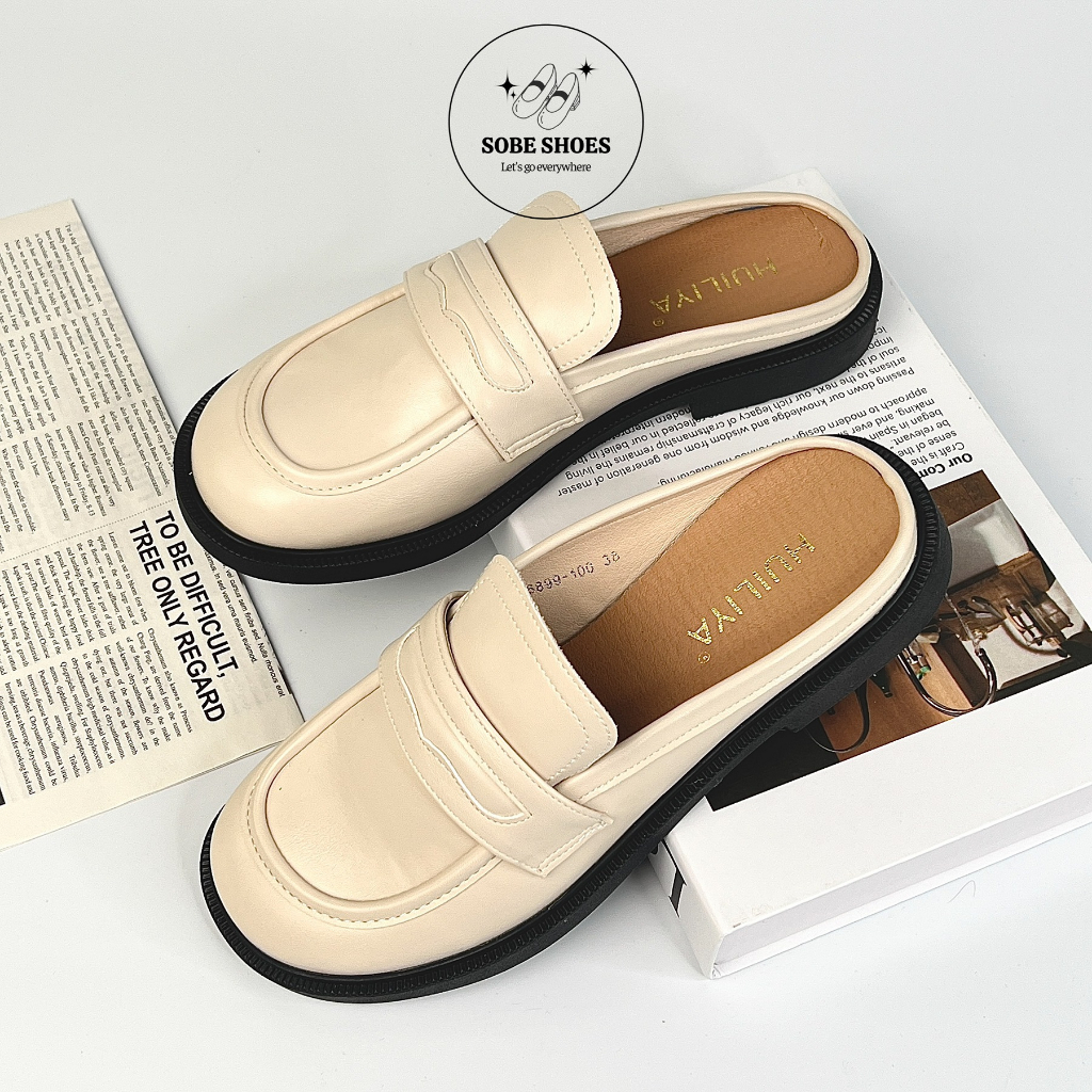 Sục Nữ Moca Mũi Tròn Da Mềm Hở Gót Đế 2 Cm