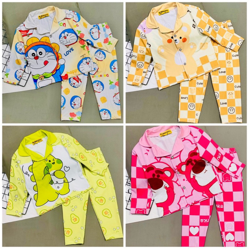 12-40kg bộ pizama tay DÀI quần dài bé gái, thun lạnh 3D đẹp HÌNH dễ thương (230)