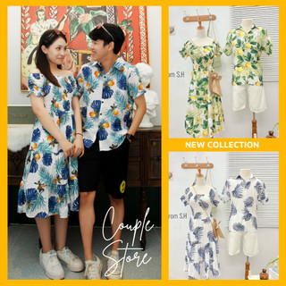 Đồ đôi nam nữ đi biển đẹp Set áo váy sơ mi Hàn Quốc COUPLE STORE