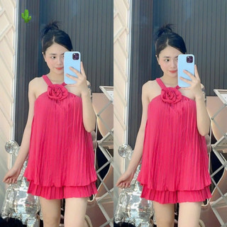 🍒🍒🍒 🌵🌵Sét bộ xếp li đính hoa cổ yếm pc