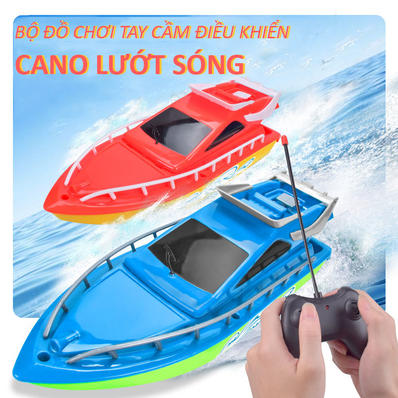 Mới Hỏa Tốc 2H - Đồ chơi cano du thuyền lướt sóng có tay cầm điều khiển cao cấp, Mô hình ca nô nổi trên nước 2 động cơ