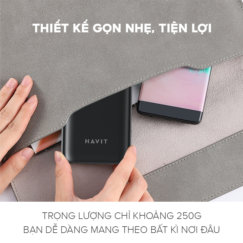 Pin Sạc Dự Phòng HAVIT PPT932 10.000 mAh, 2 Cổng Sạc Tiện Lợi, Sạc Nhanh Type C 20W, Kiểu Dáng Gọn Nhẹ - Hàng Chính Hãng