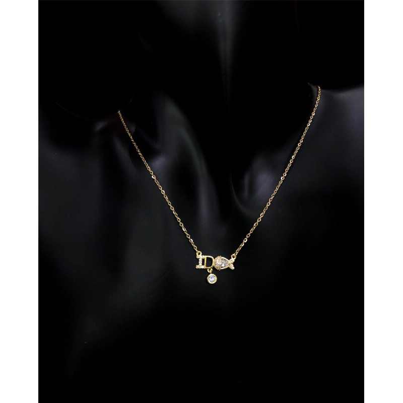Dây chuyền nữ bạc 925 mạ vàng 14k mặt DIOR thời trang cao cấp mới nhất