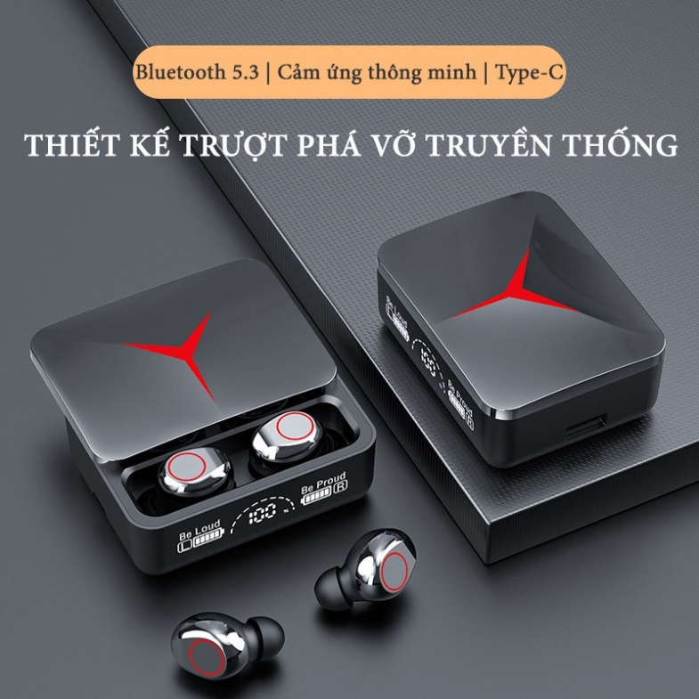 Tai nghe bluetooth M90 Pro phiên bản TWS 5.3,tai nghe không dây nắp trượt âm thanh bass chuẩn kiêm sạc dự phòng cao cấp