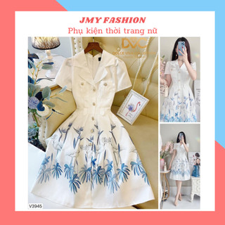 V3945, V3323 Váy trắng tay ngắn họa tiết con cò [Dolce Viva Colection-DVC] váy đầm dự tiệc thiết kế sang chảnh