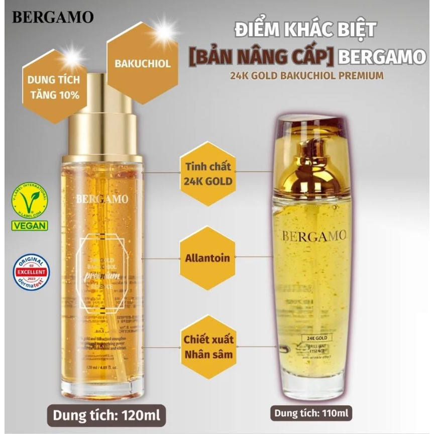 SERUM BERGAMO/ Tinh chất dưỡng trắng da Bergamo 24K Gold Brilliant Essence 110ml