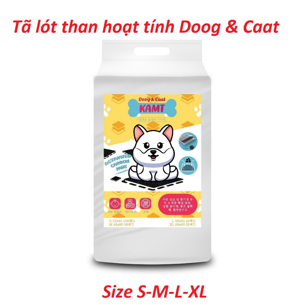 [HỎA TỐC HCM] TÃ THAN hoạt tính lót chuồng Doog Caat/ Giấy lót khay/ Tã lót chó mèo than