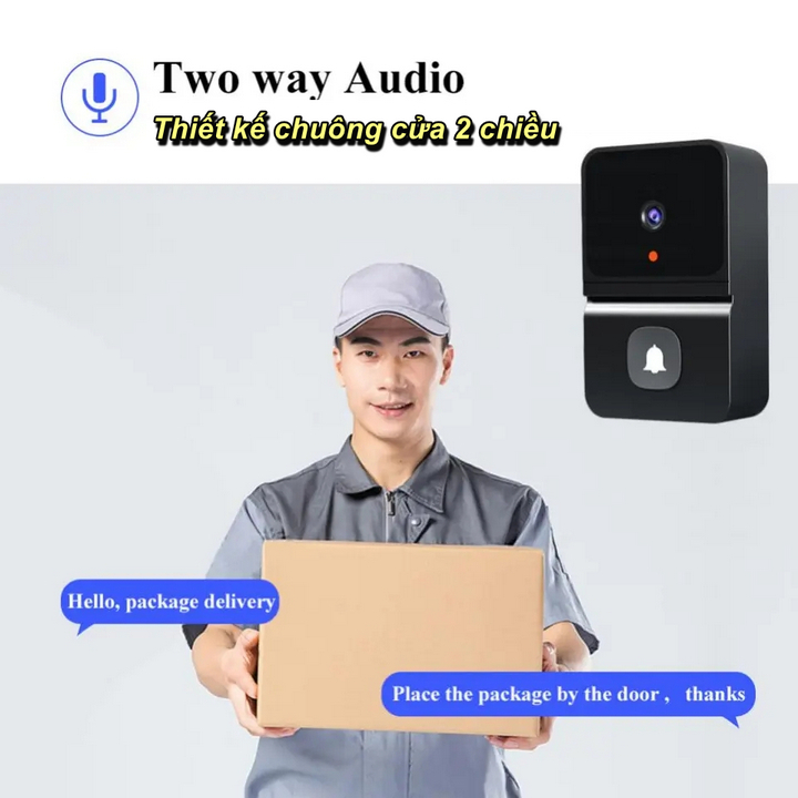 Chuông Cửa Camera An Ninh AIWIT Two-Way Đàm Thoại 2 Chiều , Quan Sát Ban Đêm - Home and Garden