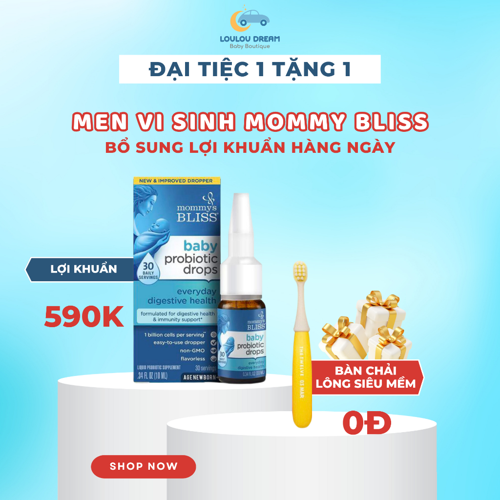 Men vi sinh lợi khuẩn Mommy Bliss hữu cơ Baby Probiotic drops 10ML [BAY AIR - CHÍNH HÃNG]