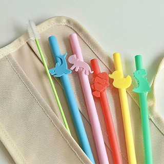 Set 5 ống hút Silicon Straw các màu (kèm chổi cọ rửa)
