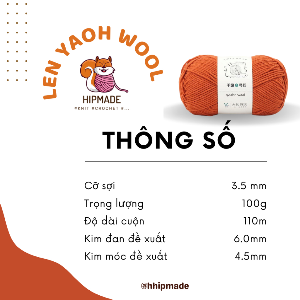 Len YAOH WOOL sợi to siêu mềm mịn đan móc thú bông, quần áo, khăn mũ