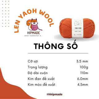 Len YAOH WOOL sợi to siêu mềm mịn đan móc thú bông, quần áo, khăn mũ