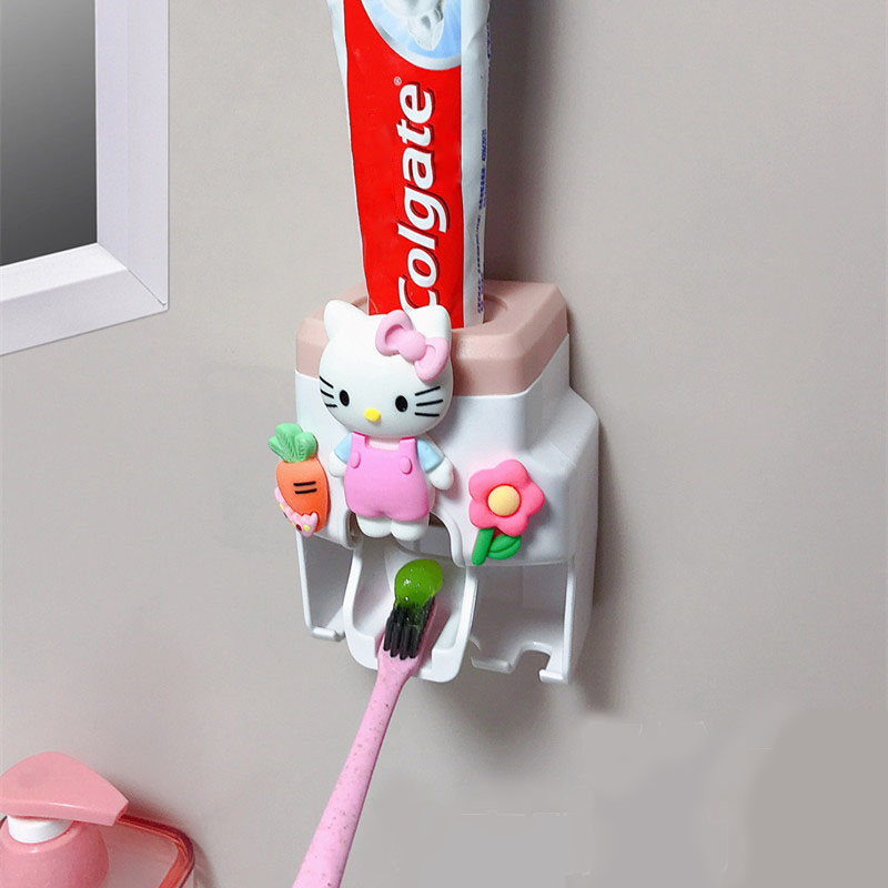 Dụng cụ nặn kem đánh răng cho bé có kèm treo bàn chải hình xinh xắn giúp bé dễ dàng lấy kem đánh răng và thích đánh răng