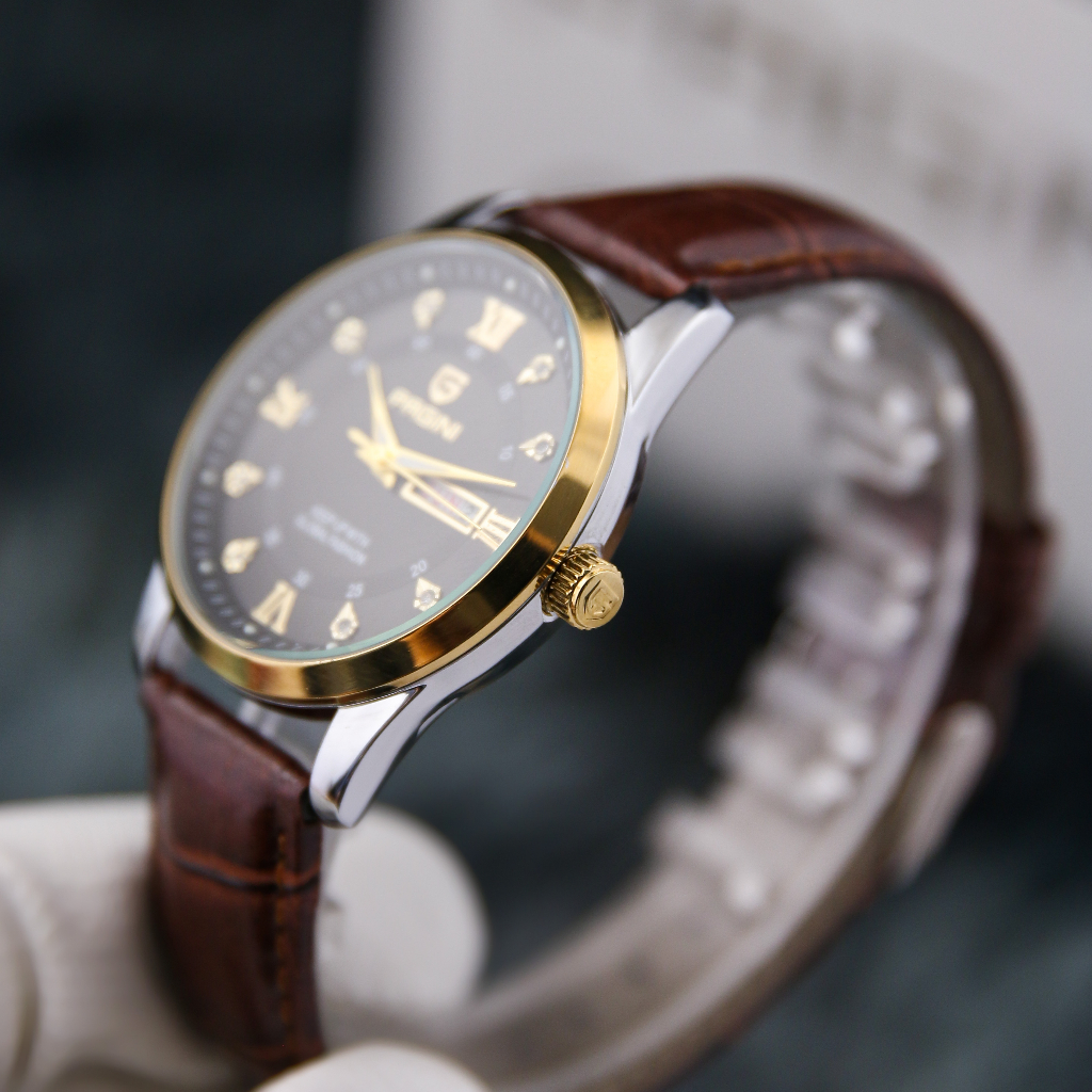 Đồng Hồ Nam Chính Hãng Pagini 5599 - Dây Da Cao Cấp - Kim Dạ Quang - Chống Nước Rửa Tay Đi Mưa