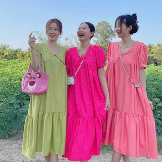 Đầm babydoll thiết kế cổ sơ mi bèo sen 𝐂𝐮𝐧 𝐁𝐨𝐮𝐭𝐢𝐪𝐮𝐞 chất kate xịn form cho nàng dưới 55kg kiểu dáng tiểu thư xinh xắn
