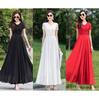 ĐẦM XÒE PHỐI REN CỔ V 2110 đầm dự tiệc, đầm đi chơi, đầm đi dạo, đầm dài