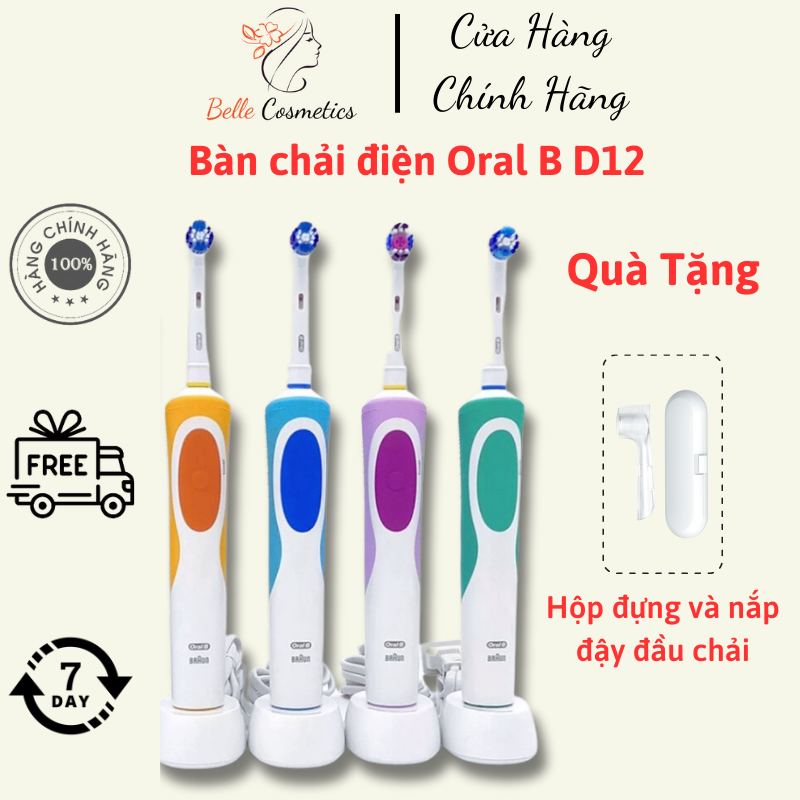 Bàn Chải Điện Oral D12 Vitality , Làm Sạch Sâu Các Vùng Khó Tiếp Cận, Bảo Vệ Nướu Và Răng Hiệu Quả / Belle Cosmetics