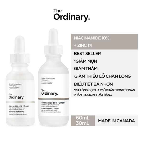 Serum The Ordinary Niacinamide 10% + Zinc 1% Giúp Cân Bằng Bã Nhờn Làm Sáng Da Thu Nhỏ Lỗ Chân Lông 30ml/Belle Cosmetics