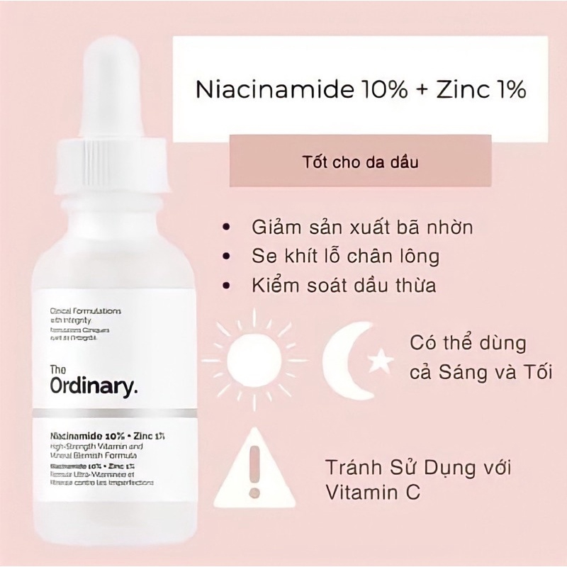 Serum The Ordinary Niacinamide 10% + Zinc 1% Giúp Cân Bằng Bã Nhờn Làm Sáng Da Thu Nhỏ Lỗ Chân Lông 30ml/Belle Cosmetics