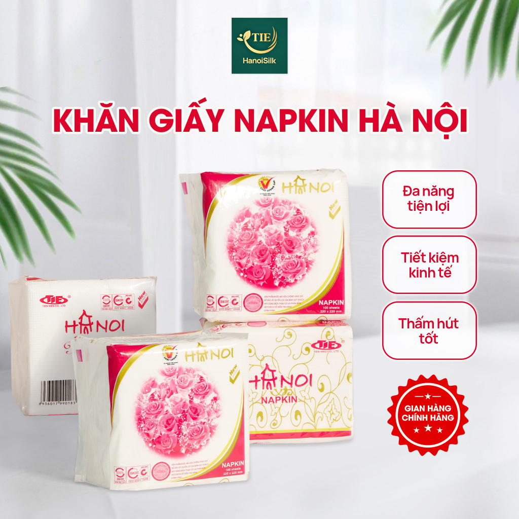 Combo 8 gói Khăn giấy ăn Napkin Hanoi Silk 220